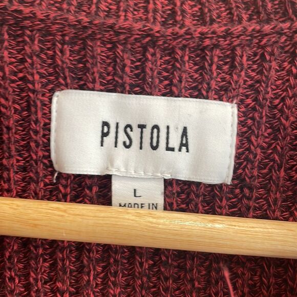 Pistola Eva Distressed Cotton Crew Neck Pullover Sweater in Cherry Black Marl - Picture 5 of 8
